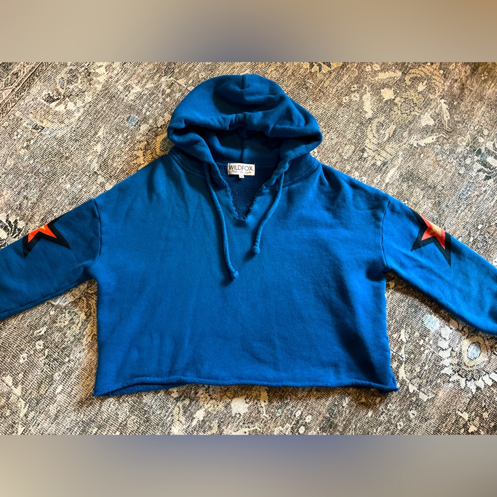Wildfox Raw Hem Cropped Star Hoodie